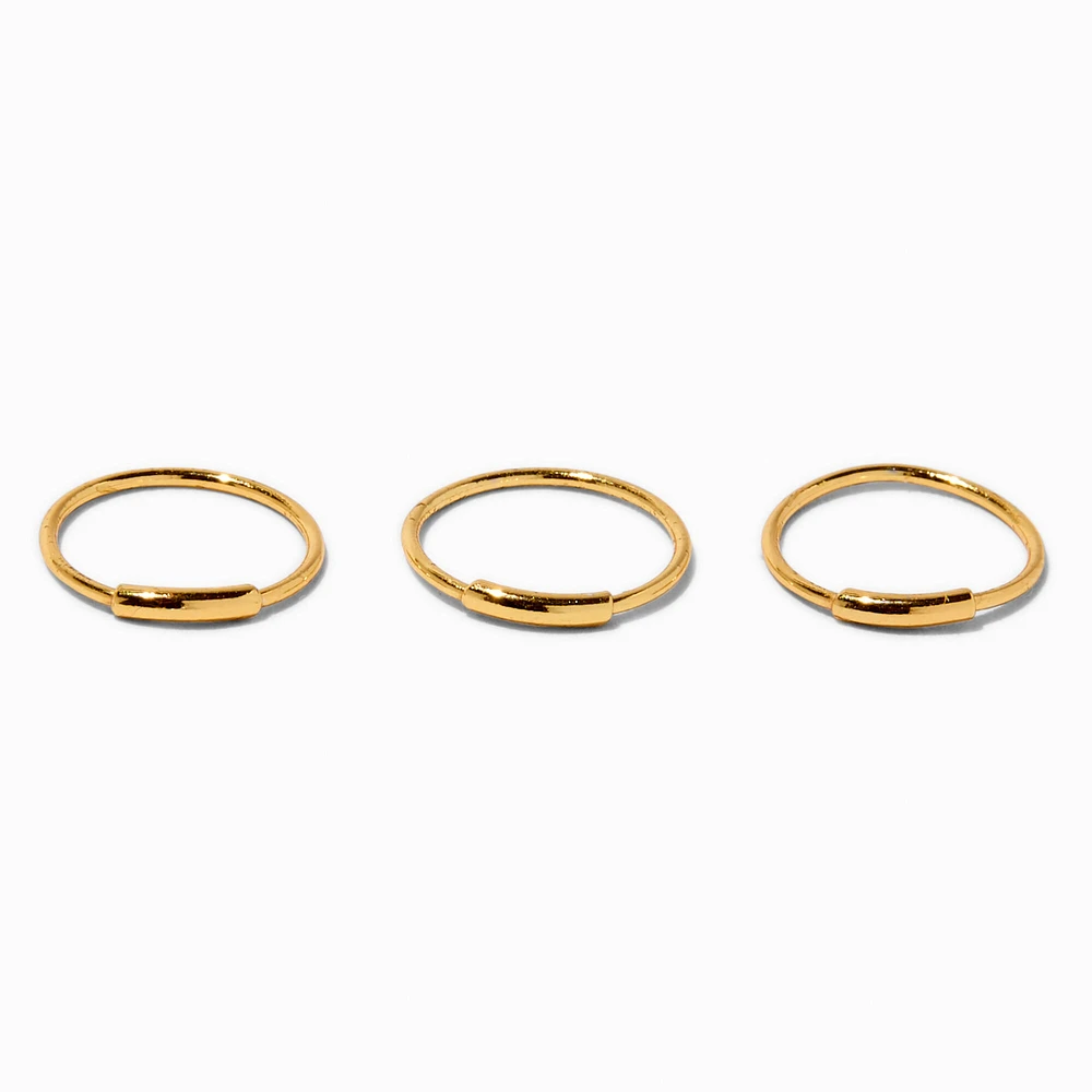 Gold-tone Sterling Silver Bar Hoop 22G Nose Rings - 3 Pack