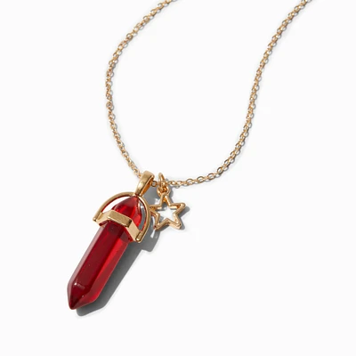 Gold-tone January Birthstone Mystical Gem Pendant Necklace