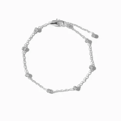C LUXE by Claire's Sterling Silver Plated Cubic Zirconia Confetti Chain Bracelet
