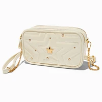 Ivory Puffy Star Quilted Crossbody Bag