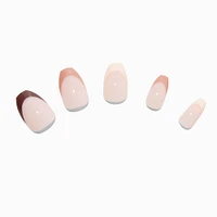 Monochromatic Nude French Tip Coffin Vegan Faux Nail Set - 24 Pack