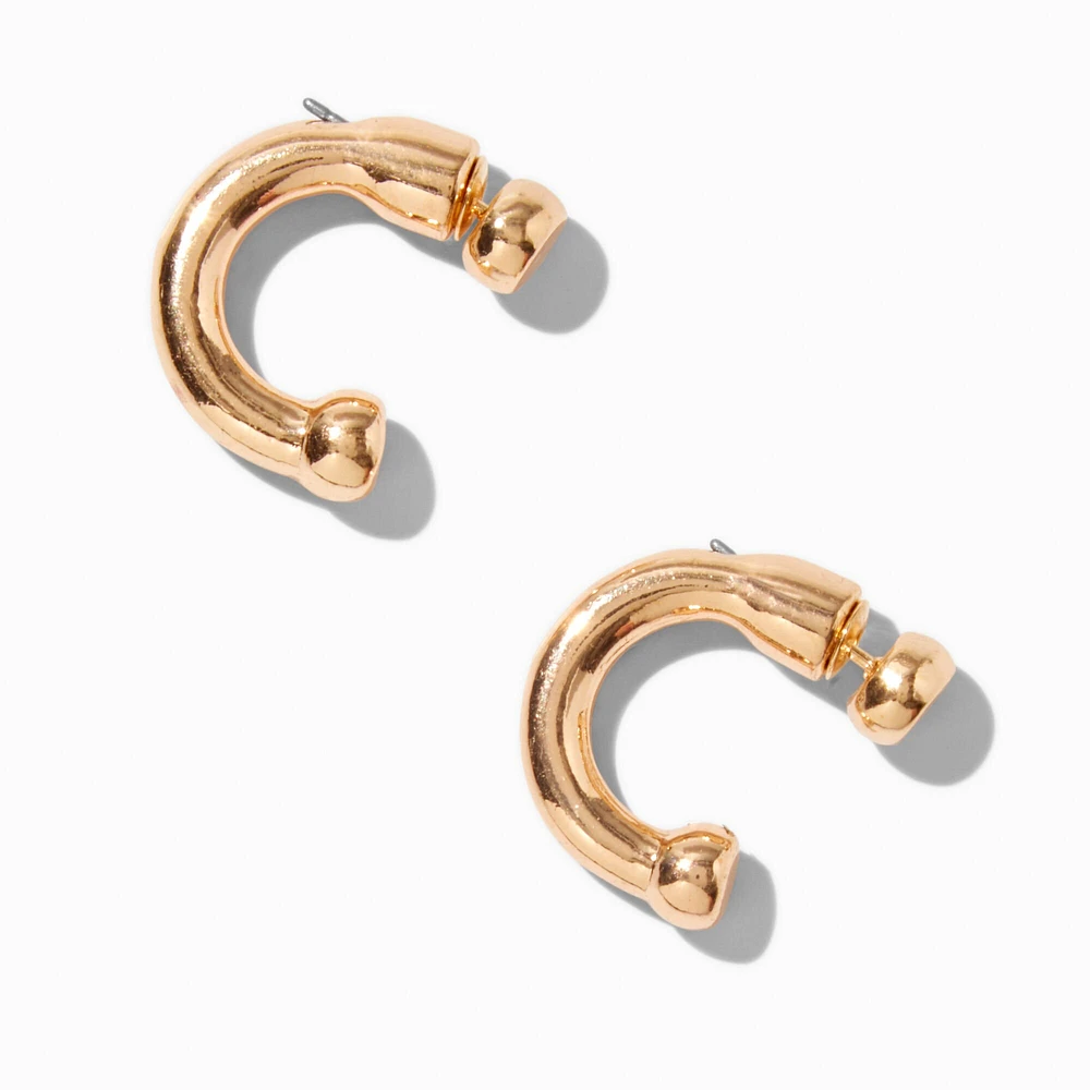 Gold-tone Curve Front & Back Stud Earrings