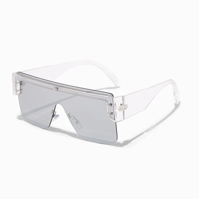 Gray Shield Clear Sunglasses