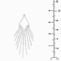 Silver-tone Crystal Baguette Fringe 4" Drop Earrings