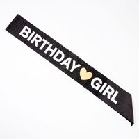 Glittery Birthday Girl Black Sash