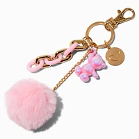 Pom Pom Chrome Teddy Bear Charm Keychain