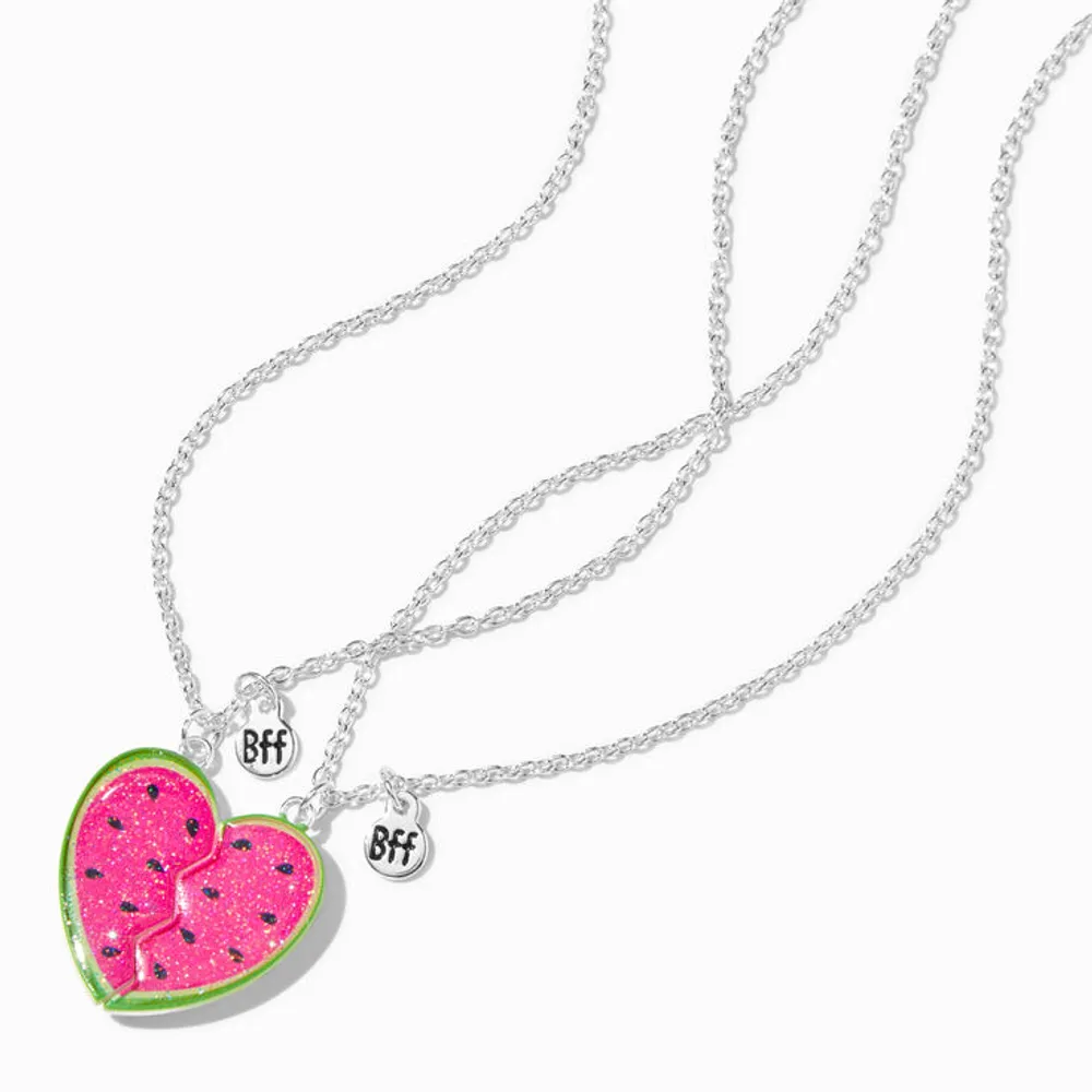 Claire's Best Friends Watermelon Split Heart Pendant Necklaces - 2 Pack |  CoolSprings Galleria