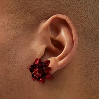 Red Gift Bow Stud Earrings