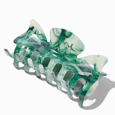 Green Marble Design Large Hair Claw