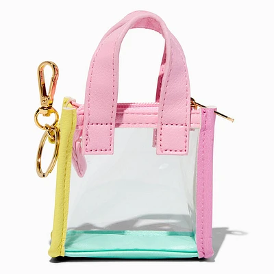 Pastel Colorblock Clear Mini Tote Bag Keychain