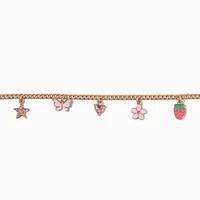 Gold-tone Strawberry Charm Curb Bracelet