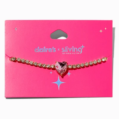 Claire's x Sliving by Paris Hilton Pink Heart Tennis Bracelet