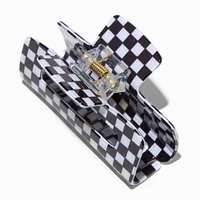 Black Checkered Medium Hair Claw