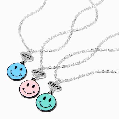 Best Friends Happy Face Necklaces - 3 Pack