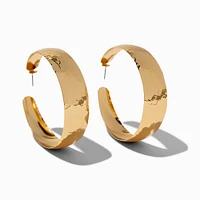 Gold-tone 70MM Textured Flat Hoop Earrings