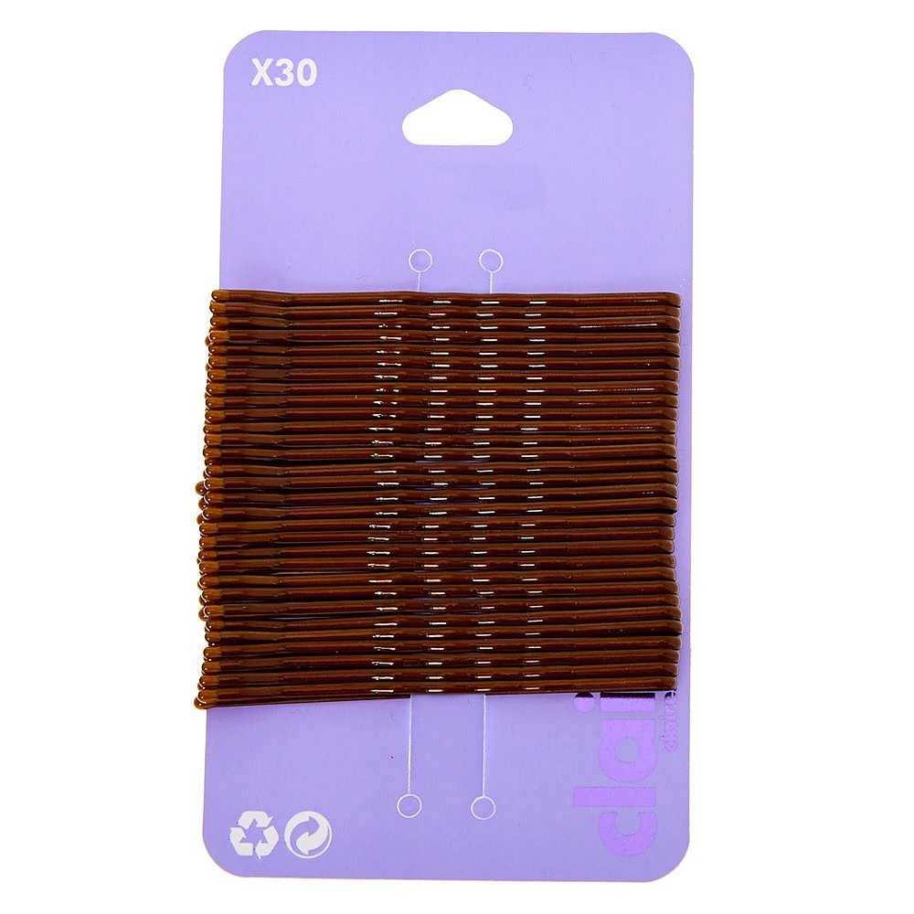 Large Bobby Pins - Brown, 30 Pack