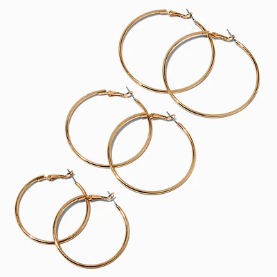 Graduated Gold Hoop Earrings - 3 Pack