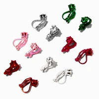 Colored Rhinestone Clip-On Stud Earrings - 6 Pack