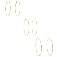 Gold-tone Graduated Hoop Earrings - 3 Pack