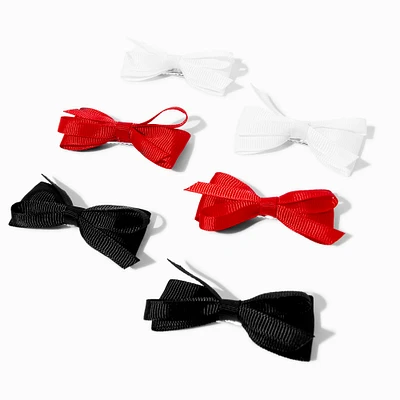 Claire's Club Red, Black & White Hair Bow Clips - 6 Pack