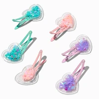 Claire's Club Pastel Heart Shaker Snap Hair Clips - 6 Pack