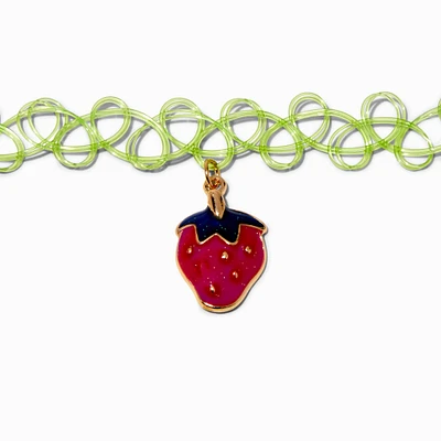 Strawberry Mood Pendant Tattoo Choker Necklace