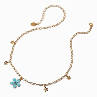UV Color-Changing Blue Flower Charm Necklace