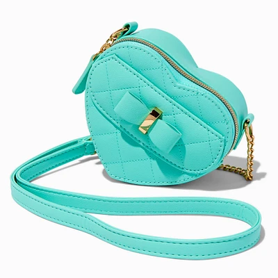 Teal Heart & Bow Crossbody Bag