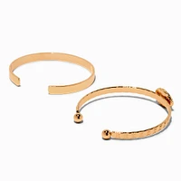 Green Stone Gold-tone Cuff Bracelets - 2 Pack