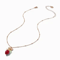 Gold-tone Strawberry Charm Pendant Necklace