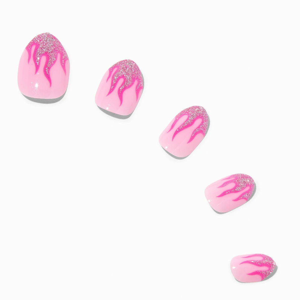 Pink Flame Stiletto Press On Vegan Faux Nail Set - 24 Pack