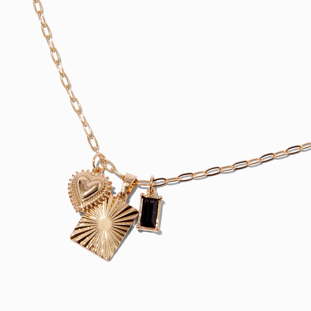 Gold-tone Mixed Charm Pendant Necklace