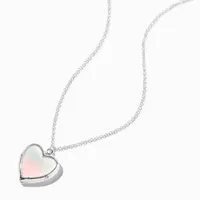 Claire's Embellished Initial Glitter Heart Locket Necklace (A) | Pink