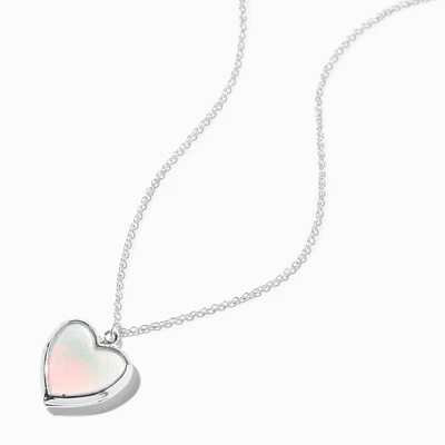 UV Color-Changing Ombre Heart Locket Pendant Necklace