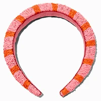 Pink & Orange Striped Rattan Headband