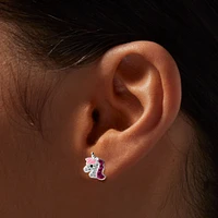 Sterling Silver Crystal Unicorn Stud Earrings