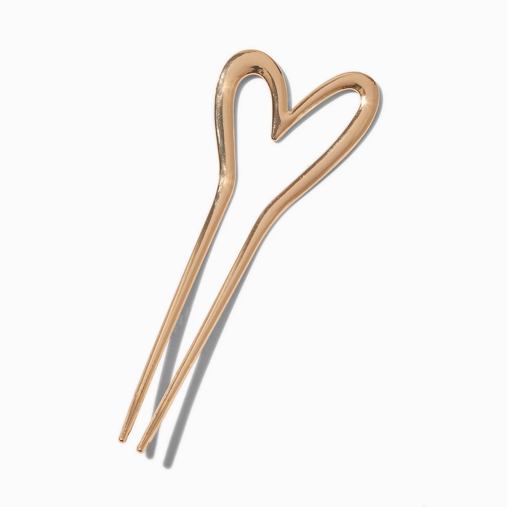 Gold-tone Open Heart Hair Pin