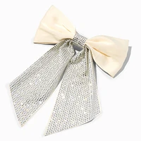 Ivory Rhinestone Large Hair Bow Clip