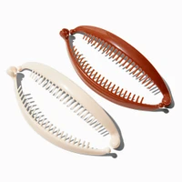 Brown & Ivory Banana Clip Hair Claws - 2 Pack
