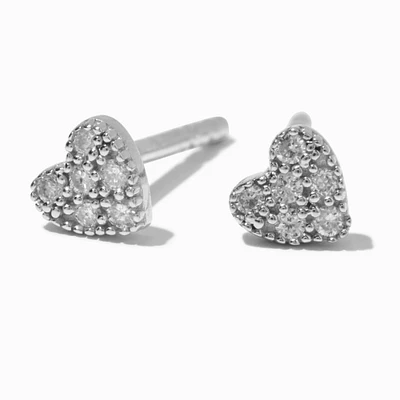 C LUXE by Claire's Sterling Silver 1/20 ct. tw. Lab Grown Diamond Pavé Heart Stud Earrings