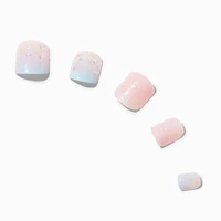 Blue Ombré Glitter Square Press On Vegan Faux Nail Set - 24 Pack