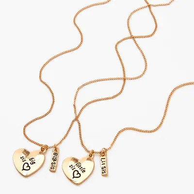 Best Friends Big & Little Sis Heart Pendant Necklaces - 2 Pack