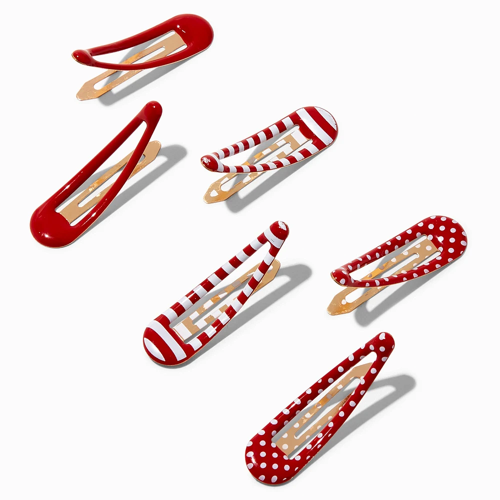 Claire's Club Red Mixed School Snap Hair Clips - 6 Pack