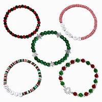 Christmas Jolly & Ho, Ho, Ho Beaded Stretch Bracelets - 5 Pack