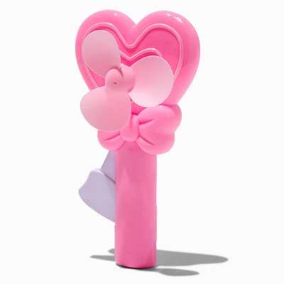 Pink Heart Hand Crank Fan
