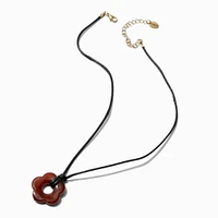 Brown Daisy Cord Pendant Necklace