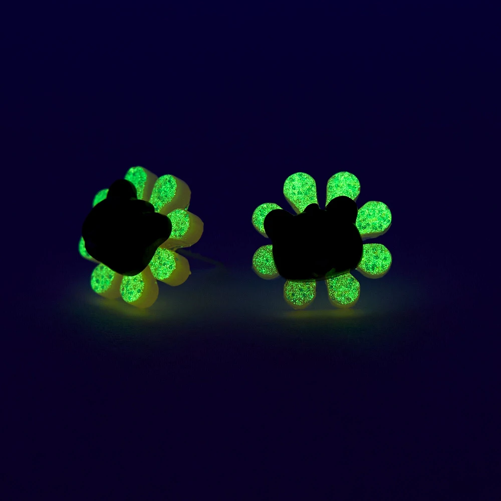 C LUXE by Claire's Sterling Silver Post Glow in the Dark Bear Flower Stud Earrings