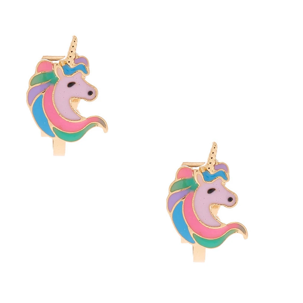 Pastel Unicorn Clip-On Stud Earrings