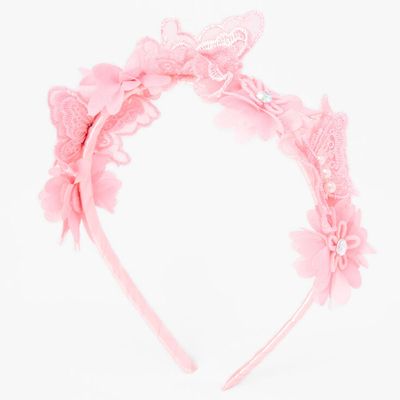 Claire's Club Pink Crochet Butterfly Headband