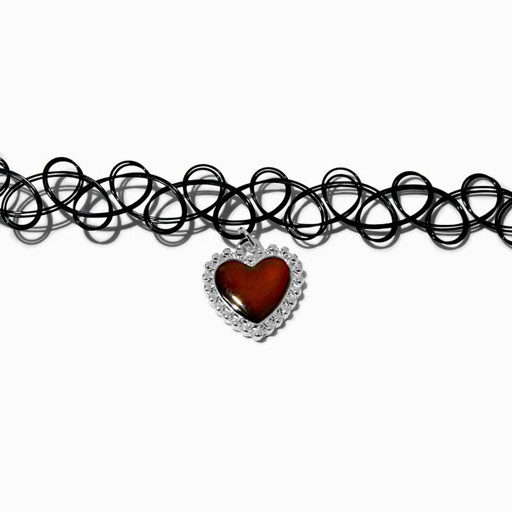 Heart Mood Pendant Tattoo Choker Necklace